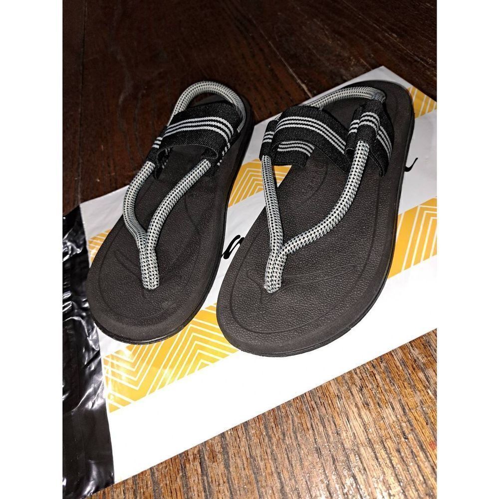New Size 39 8 Louluen 663 Black Grey Rope Flip Flop Sandals NWOT